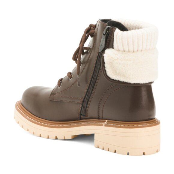 new AQUA DIVA Leather Waterproof Lace Up Boots for women brown 561tn - Picture 2 of 5